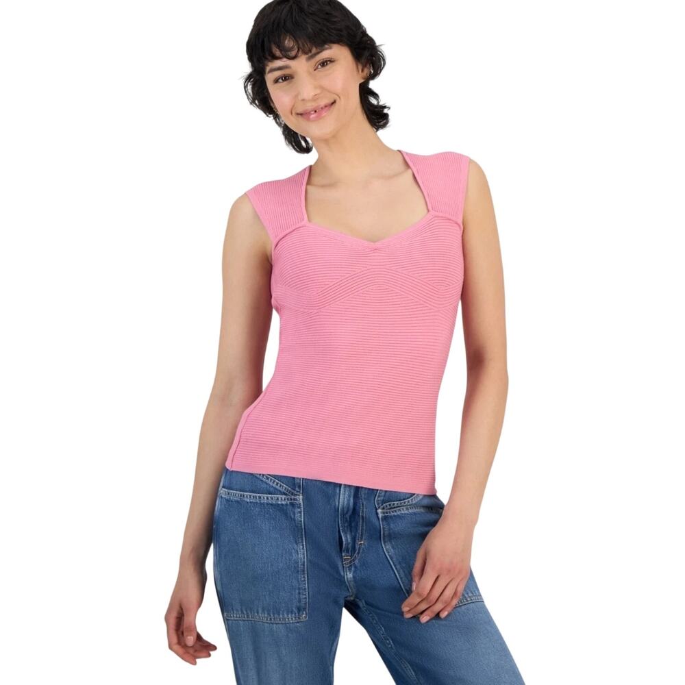HUGO BOSS Orange Women's Sweetheart-Neck Sleeveless Knit Top in Flamingo Pink